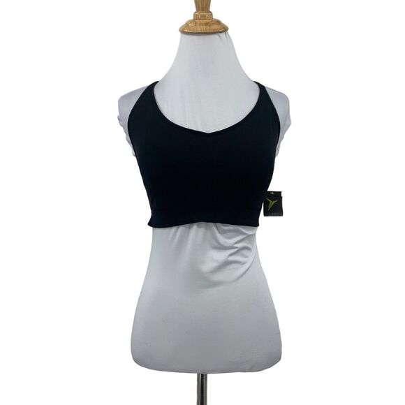 Old Navy Go Dry Sports Bra Womens XL Black Ribbed Padded Light Support Y Back - Picture 1 of 16
